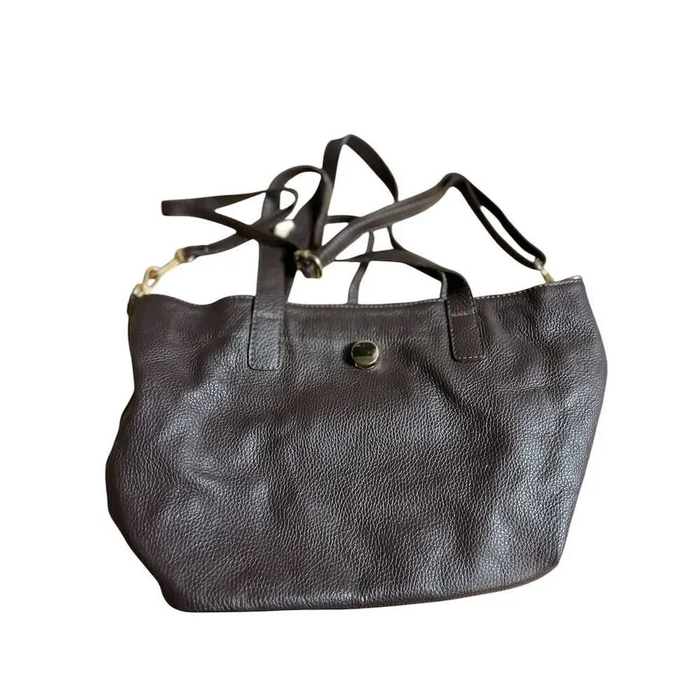 Women's Brown Leather Tote Bag with Gold Hardware‎ made in Italy